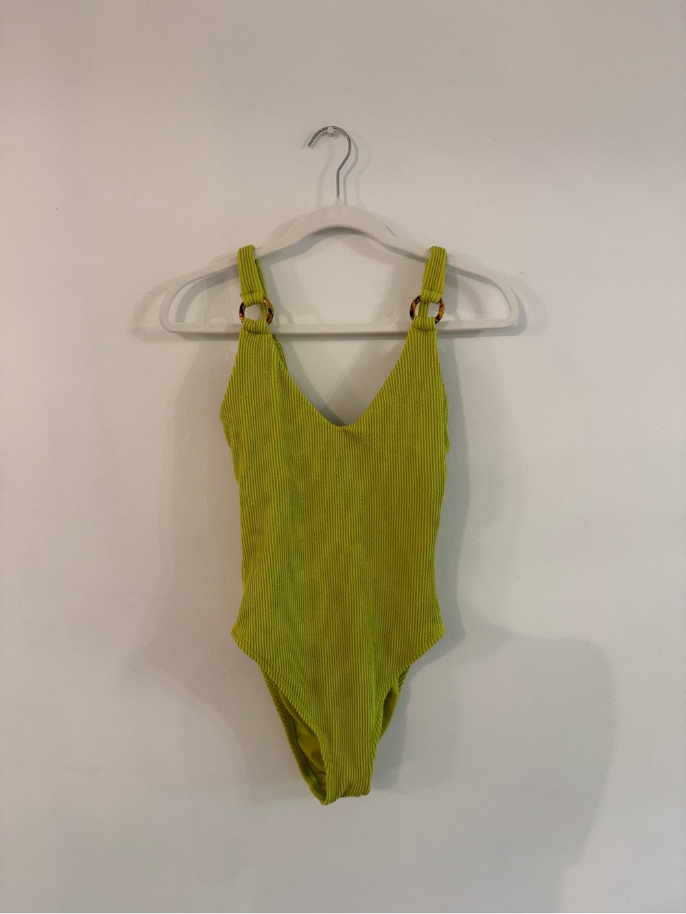 Lime Green Ribbed One-Piece Swimsuit